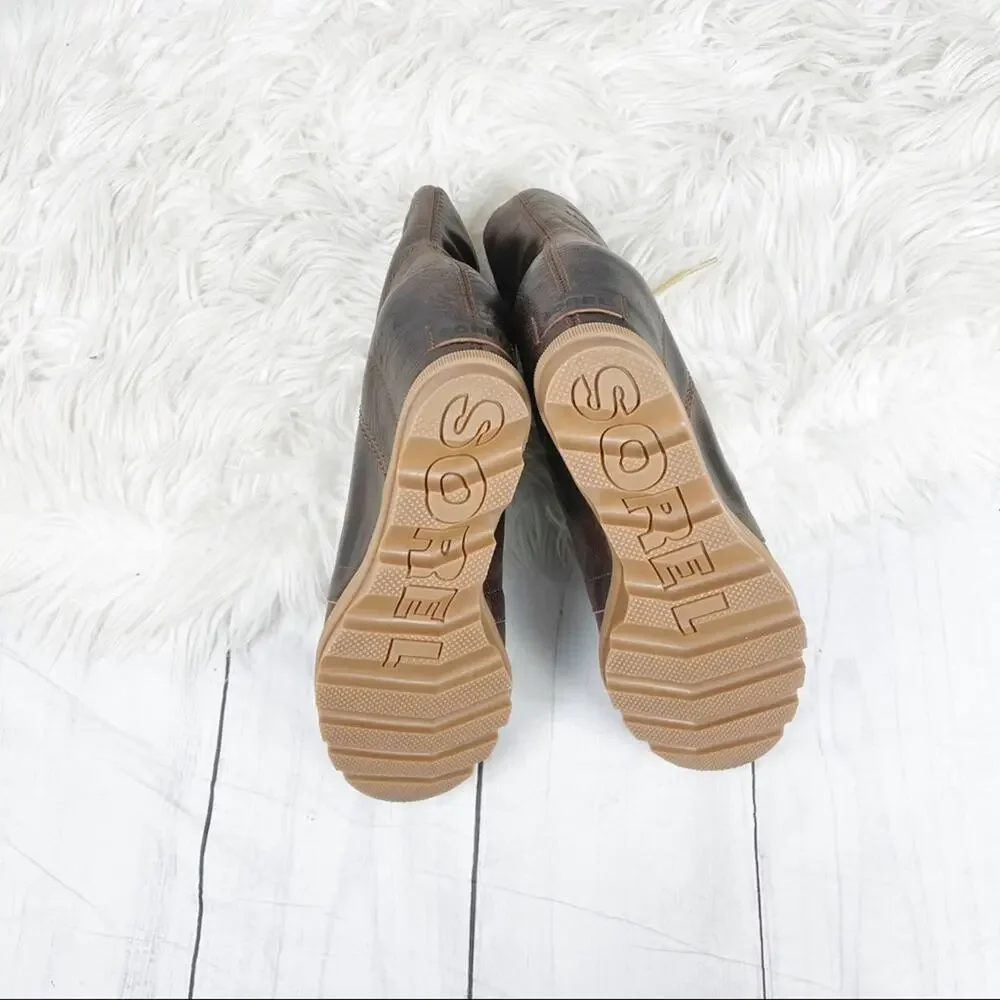 Sorel Women's Brown Joan of Arctic‎ Wedge II Leather Boots Burro 10.5 NEW $240